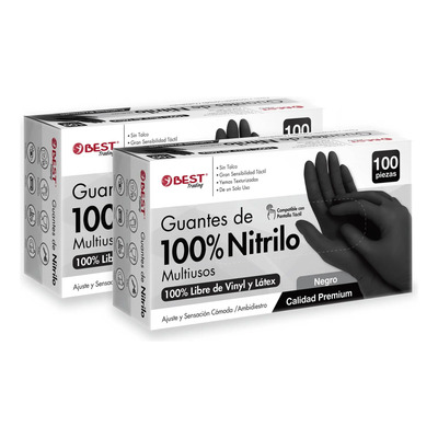 200 Guantes Nitrilo Negro Libre De Látex Y Vinil Sin Polvo | MercadoLibre