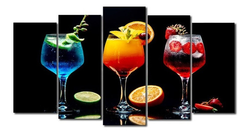 Quadros Mosaico Bar Bebidas Drinks Licores - 5 Placas