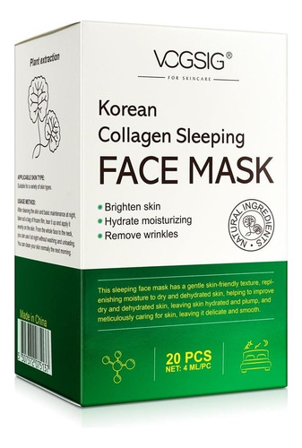 20 Mascarillas Facial Koreana Colageno Piel Seca Dormir Aloe Tipo De Piel Mixta