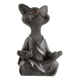 Estatua De Gato De Meditación, Escultura Zen, Decoración De