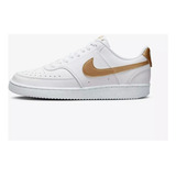 Tenis Nike Mujer Court Vision Low Blanco Dorado