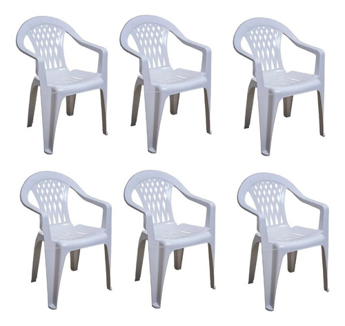 Sillas De Plastico Apilables Jardin Exterior Mica Pack 6 Ct Color Blanco