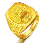 Anillo Cabeza Dragón Color Oro Hip Hop Para Hombre Y Mujer