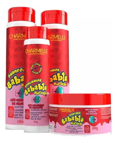  Kit Babablu Morango Charmelle Cosméticos Nutrição E Maciez