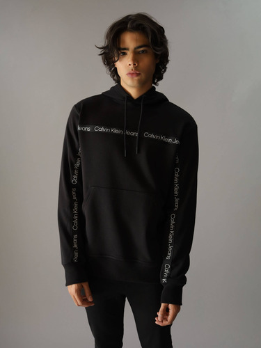 Sudadera Negra De Hombre Con Gorro Ajustable Calvin Klein