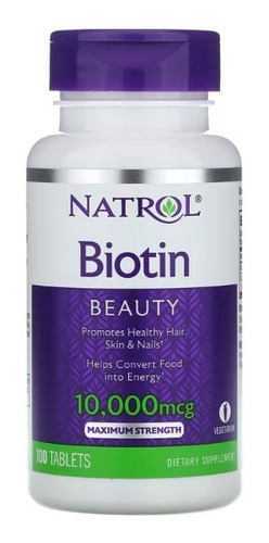 Natrol Biotina 10,000 Mcg Maxima Fuerza 100 Tabletas 