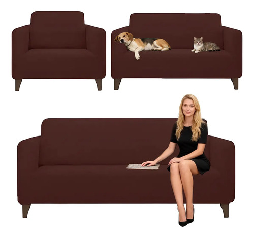 3 Piezas Protector Cubre Sala Stretch Fit Falda Bubble