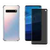 Capa Case P/ Samsung Galaxy S10 + Pelicula Fosca Privacidade