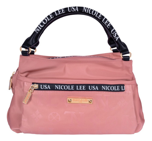 Bolsa Satchel Nicole Lee Keysha De Nylon Grabado Fw23 Color Rosa