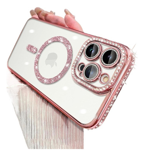 Funda De Galvanoplastia Con Magsafe Brillantina Para iPhone