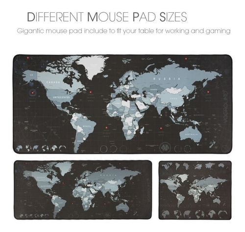 Pad Mouse Mapa Mundo Extra Largo Antideslizante 80 X 30 Cms