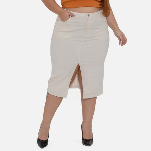 Saia Midi Longa Feminina Jeans Plus Size