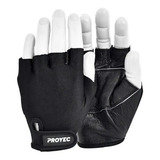 Guantes Gym/ciclismo Proyec Lycra Y Cuero Negro Abc Dep