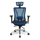 Cadeira De Escritório Dt3office Moira Ergonômica  Azul Com Estofado De Mesh