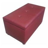 Cajon Puff Baul Madera Unicolor Vinotinto