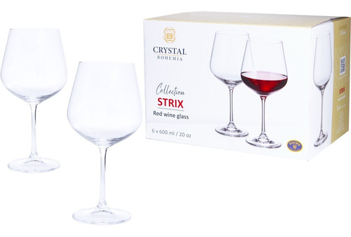 Copa Cristal Bohemia X6 Vino Crystalite Strix