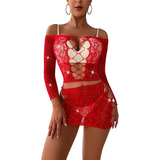 Body Conjunto Mujer Lenceria Erotica Stras Red Transparente 