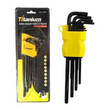 Jogo De Chave Torx T10 A T50 9 Peças Aço Carbono Titanium