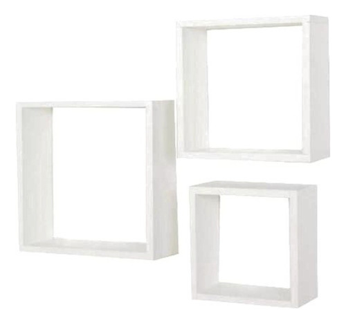 Kit 03 Nichos Quadrados Decorativos Mdf Branco 40x40