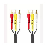 Paq 5pz Cable Audio/video 3 Plug Rca Reforzado 1.8m