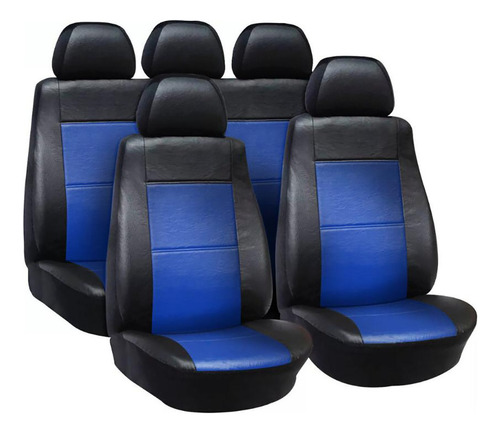 Funda Asiento Auto Universal Ecocuero Premium Completas Azul