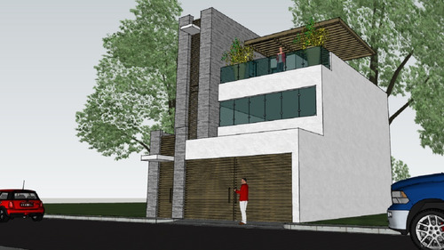 Plano De Casa Terreno 8x12 M. 2 Rec. 2niv Roof Garden + Bono