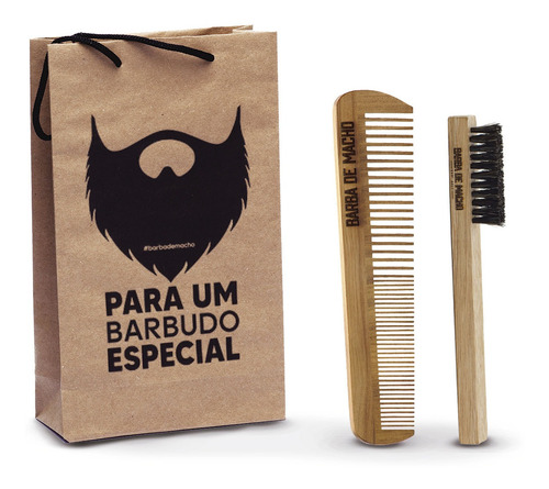 Pente E Escova De Barba - Madeira Para Barba E Bigode