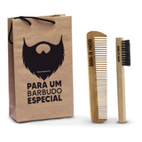 Pente E Escova De Barba - Madeira Para Barba E Bigode