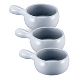 Set X3 Tazón De Cerámica Con Asa Para Cocina Apto Horno Taza