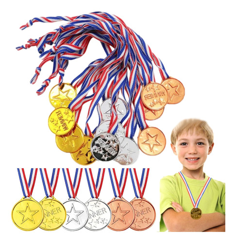 60pzs Medallas Deportivas De Oro/plata/bronce Con Lanyard