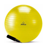 Bola Suíça Para Pilates Com Bomba De Ar Arktus 45cm Amarela