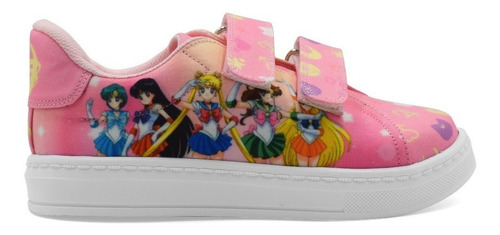 Tenis Rosa Sailor Scouts Sailor Moon Anime Velcro Niña