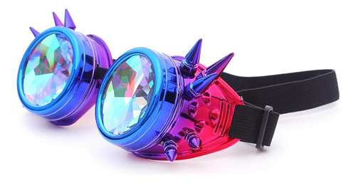 2x Rainbow Steampunk Goggles Lentes De Caleidoscopio