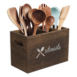 Organizador De Utensilios De Cocina De Madera Con 4 Separado