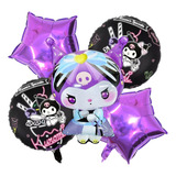 5 Globos Kuromi Decoración Fiesta Cumpleaños Kitty Evento Color Lila