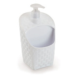 Dispenser Porta Detergente Sabonete Líquido Esponja Cozinha Cor Branco