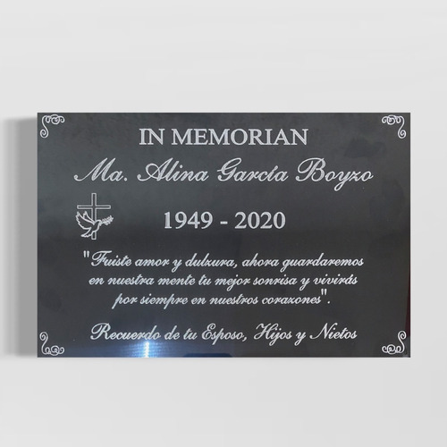 Placa Aluminio Grabada 24.5 X 18cm Urnas Nicho Puerta Nombre