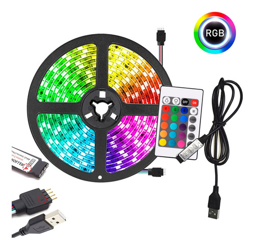 Tira Led Para Tv Rgb Usb Pc Felxible + Control Remoto