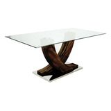 Mesa De Comedor Moderna Vidrio Madera - Duna 200 Wengue