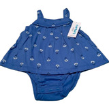 Vestido Carters Con Body / 12m / Flores Azul