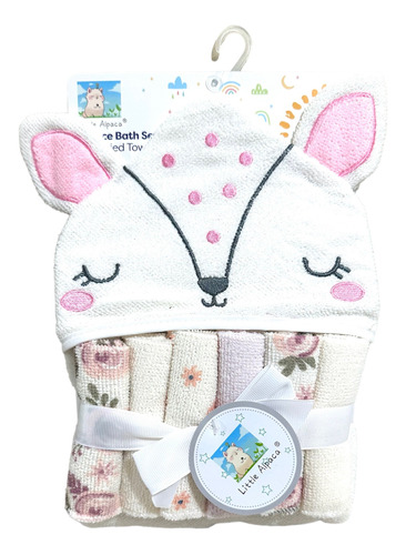 Set Toalla Con Capucha Bebe Niño Mas Toallitas Multiuso Baño