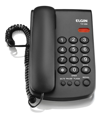 Teléfono Fijo Elgin Tcf 2000 Negro Multifuncional Con Llave