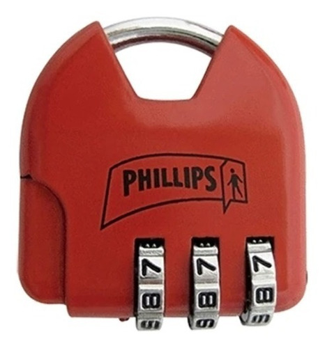 Candado Combinación Phillips Equipaje Maleta Lockers Rojo
