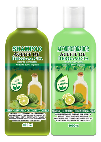 Shampoo Y Acondicionador De Bergamota 1000 Ml C/u Envió Gratis 