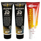  Kit 2 Super Gel 30 Ervas 150g + 1 Pomada Milagrosa 150g