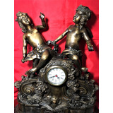 Reloj Antiguo De Bronce 2 Caras Solo Mty  Base  Marmol Negro