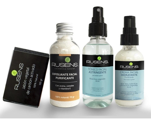 Kit Antiacne Rusens Jabón + Tónico 120ml + Crema +exfoliante