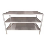 Bancada Mesa P/ Padaria Tampo Inox Industrial C/ Prateleiras