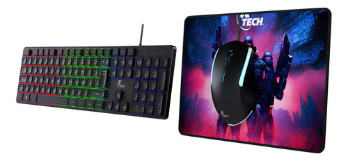 Kit Gamer 3 En 1 Xtech Hasha Teclado Mouse Mouse Pad Español