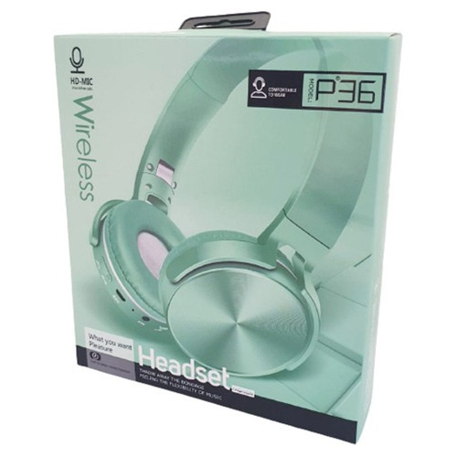 Headset Fone Com Microfone Microsd P2 Bluetooth Verde P36